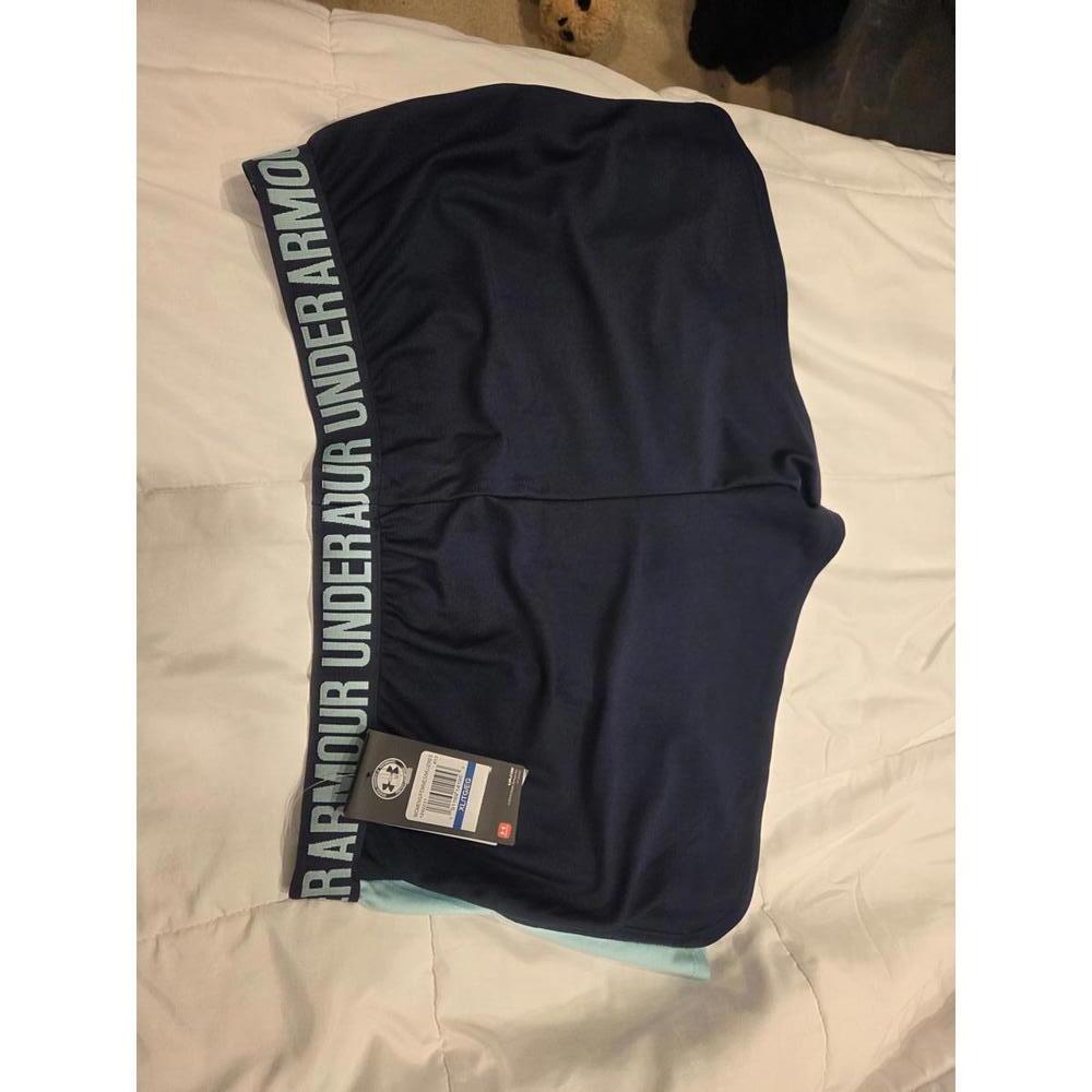 Under Armour Women's XL Athletic Shorts Navy and Light Blue - Picture 3 of 8